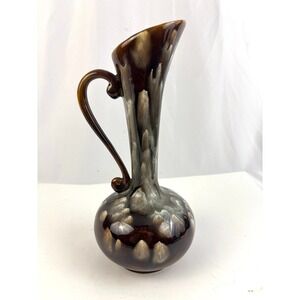 Signed Studio Pottery Ewer Pitcher Iridescent Drip Glaze 10" T Evans